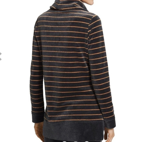 ZENERGY Chico’s Velour Lurex Stripe Cowl Neck Top NWT Chico’s Size 2 - Picture 8 of 8